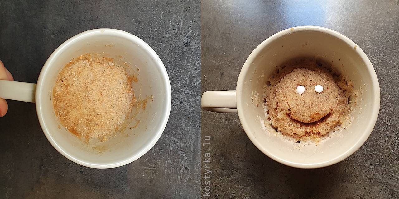 Almond-flour healthy dessert in a microwave