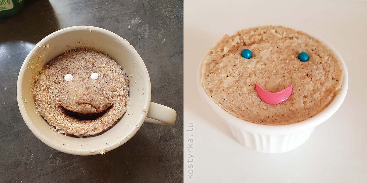 Coconut flour cupcake dessert in the microwave