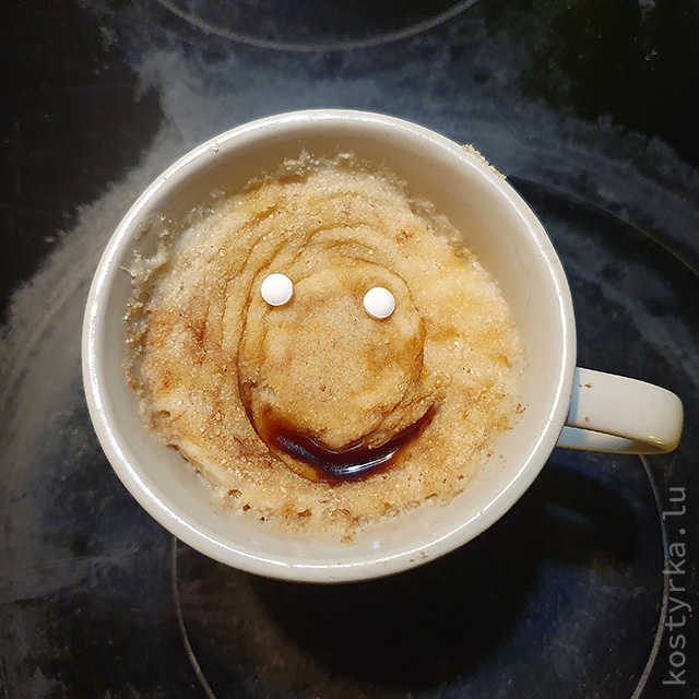 Coconut-flour dessert-in-a-mug, microwaved